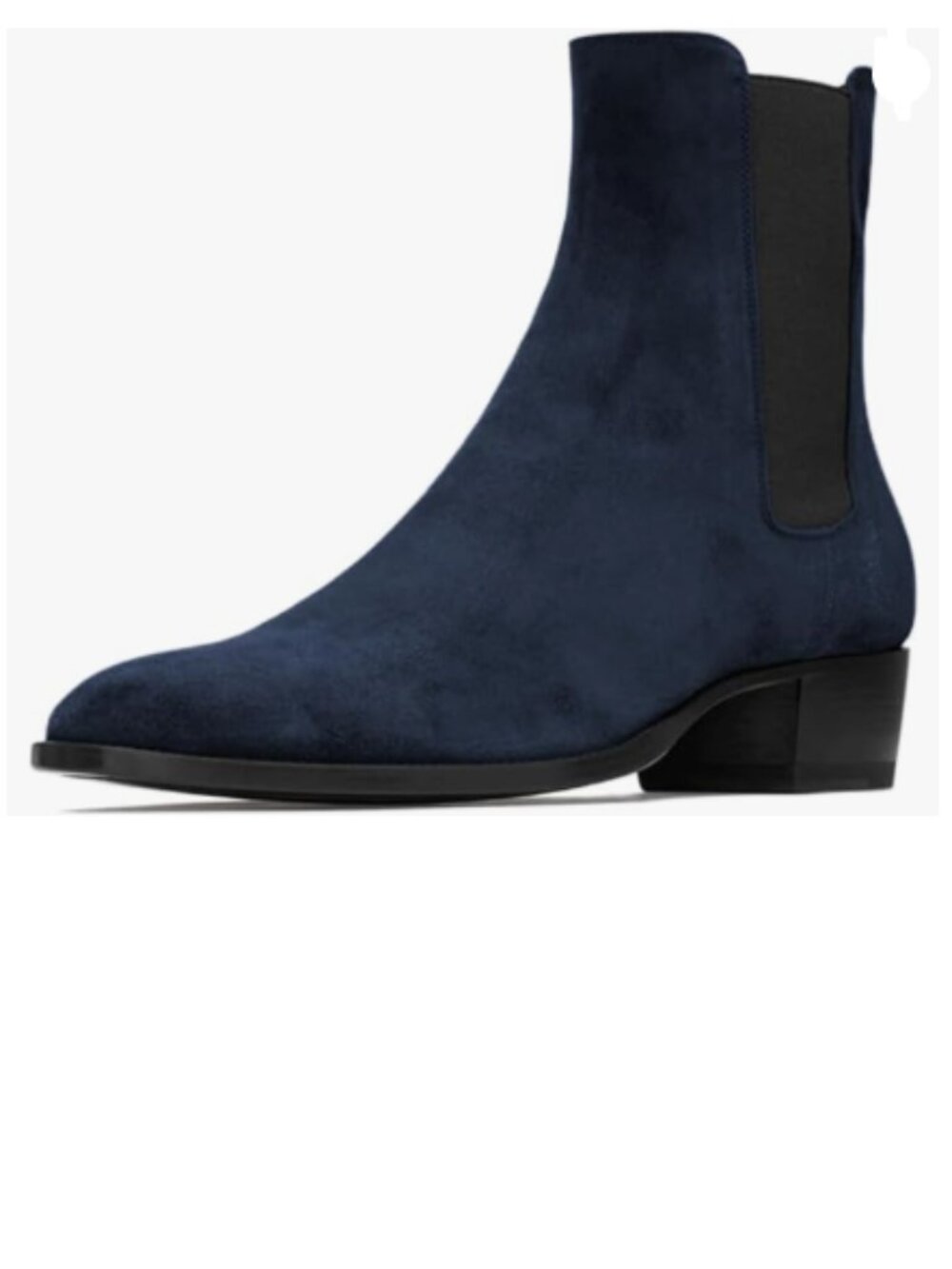 FOWT Deep Blue Men Fashion Round Toe Block Low Heel Stretchy Pull On Ankle Boots